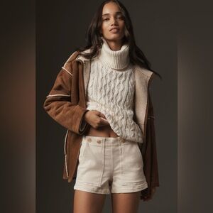 NEW PILCRO by ANTHROPOLOGIE High-Rise Utility Shorts in Cream